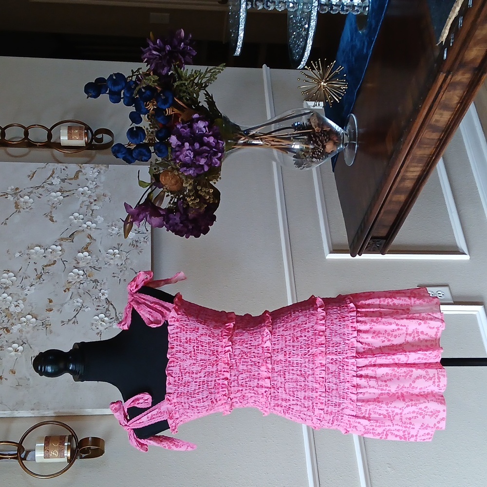 Pink Floral Ruffle Mini Dress. Size XS - Picture 6 of 17